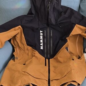❄️New! Mammut La Liste Pro HS Hooded Jacket - Men's - Black and Tan - Size XL
